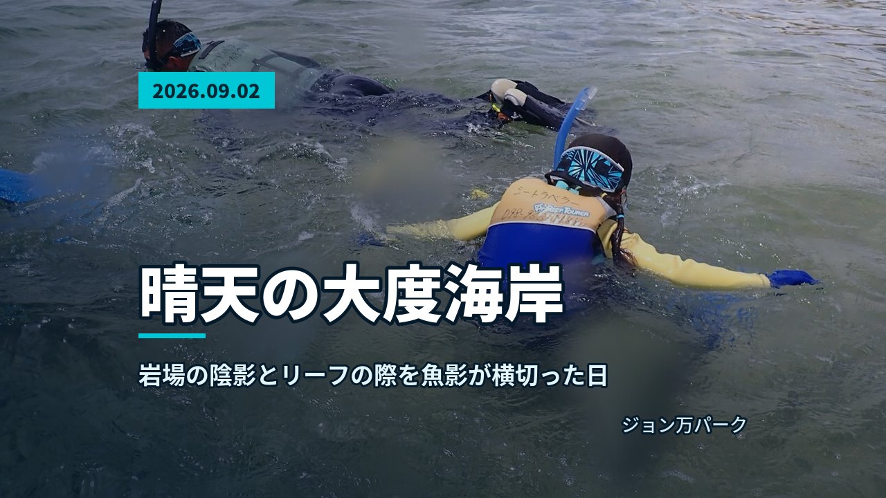ビーチでフィンとマスクを装着し、フィッティングを確認する準備風景